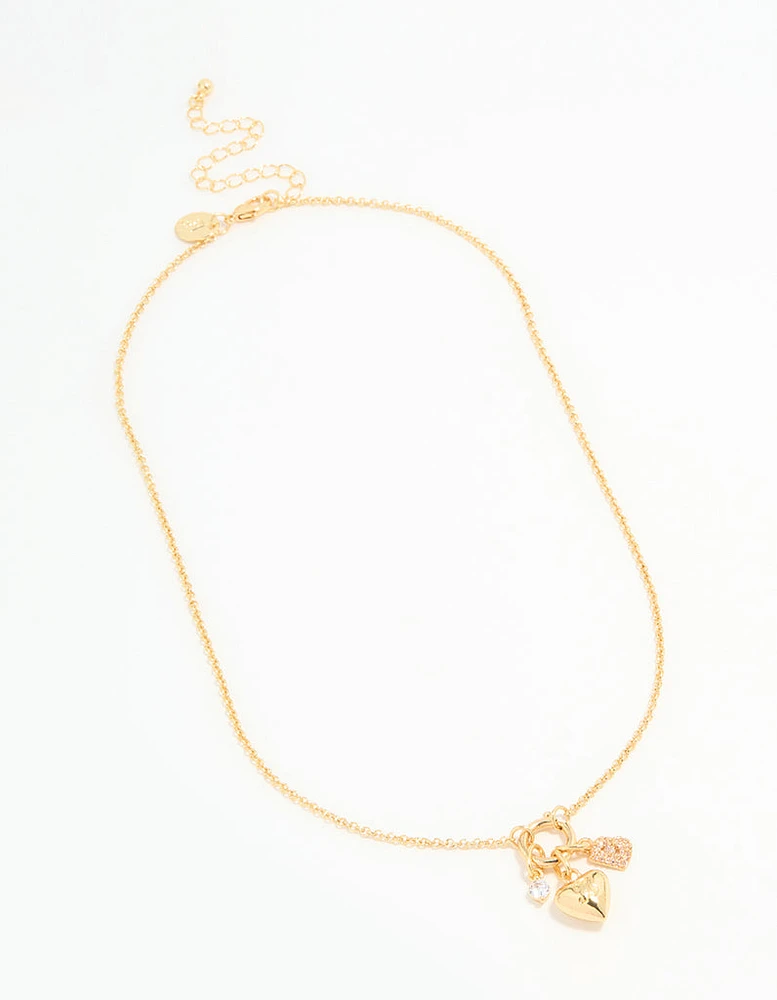 Gold Plated Bubble B & Heart Necklace
