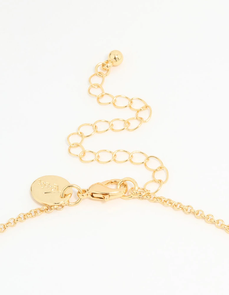 Gold Plated Bubble B & Heart Necklace
