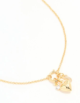 Gold Plated Bubble J & Heart Charm Necklace