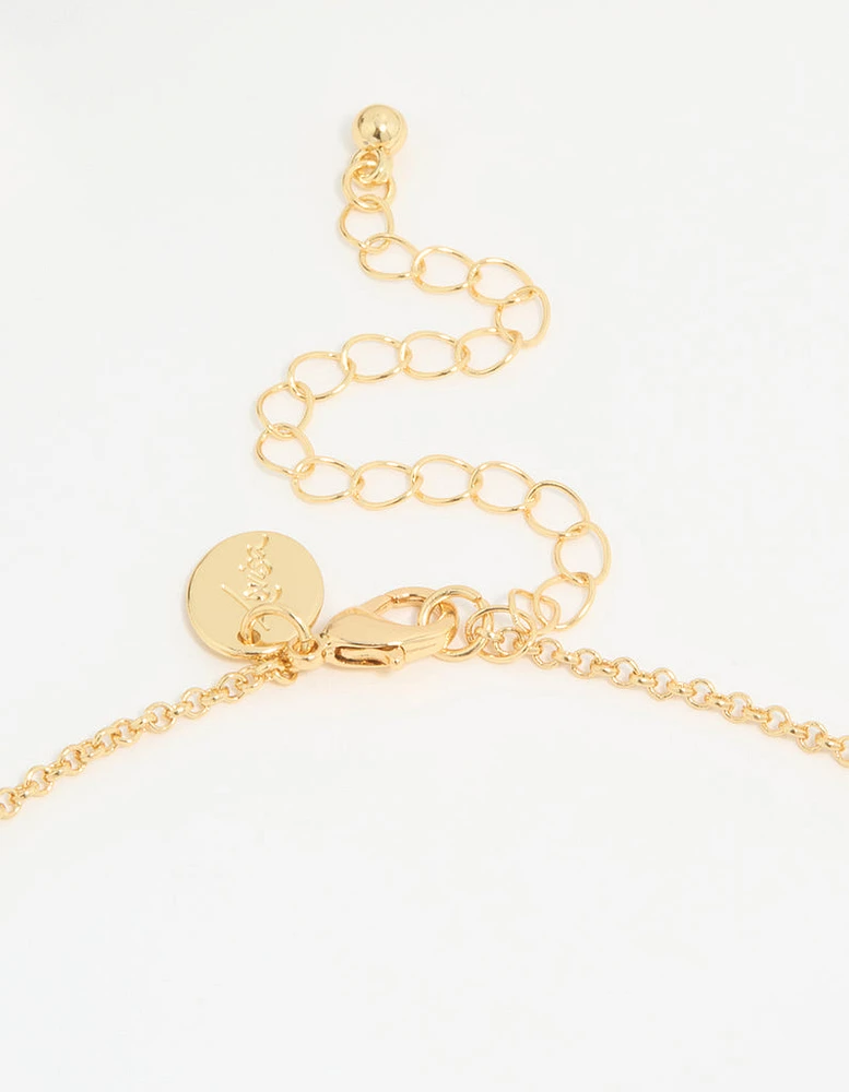 Gold Plated Bubble K & Heart Charm Necklace