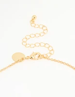 Gold Plated Bubble M & Heart Charm Necklace