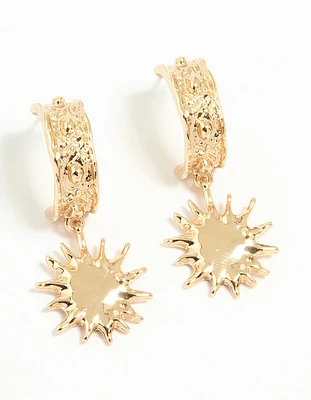 Gold Molten Sun Hoop Earrings