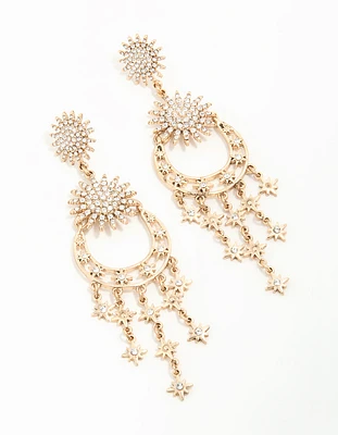 Antique Gold Moon & Star Drop Earrings