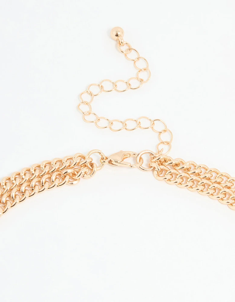 Gold Mixed Metal Coin Layered Necklace