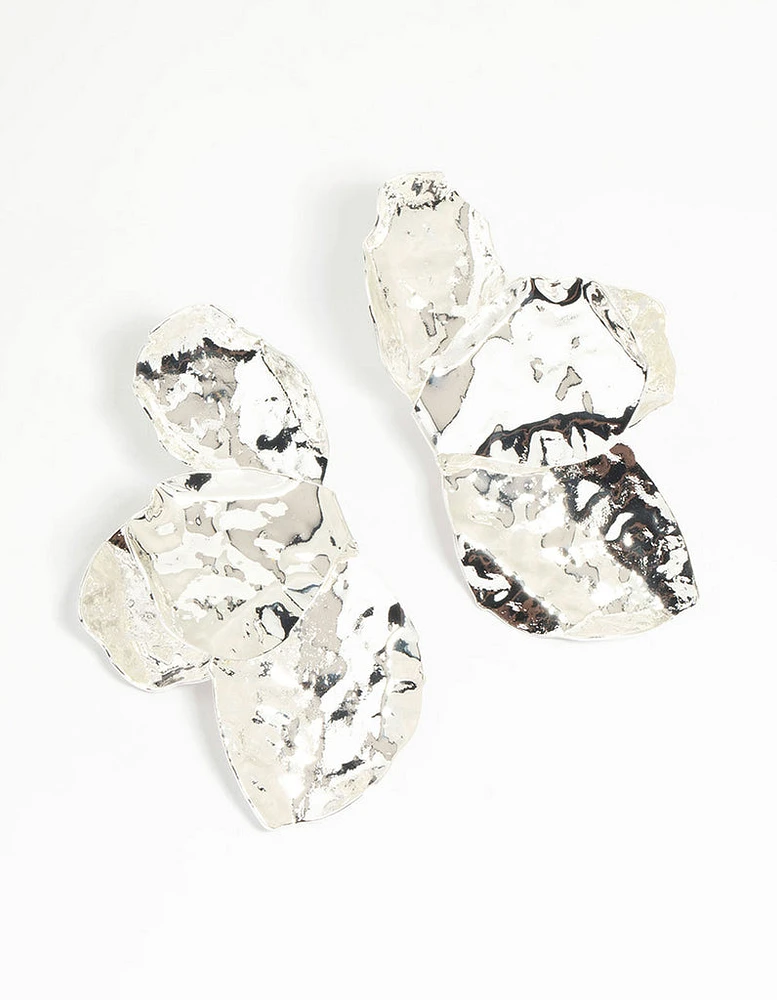 Silver Plated Half Flower Stud Earrings
