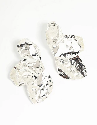 Silver Plated Half Flower Stud Earrings