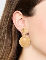Gold Plated Textured Metal Statement Drop Earrings