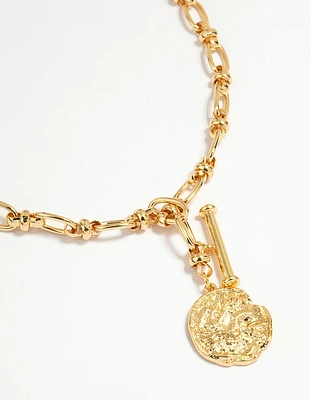 Gold Plated Coin Pendant T&O Necklace