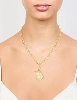 Gold Plated Coin Pendant T&O Necklace