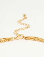 Gold Plated Cross & Chain Layered Necklace