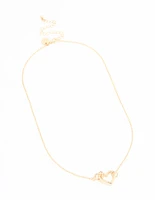Gold Heart Link Pendant Necklace