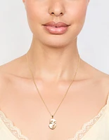 Gold Face Pendant Necklace