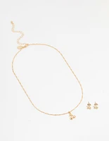 Gold Cherry Necklace & Earrings Set