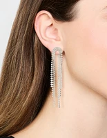 Silver Diamante Rainbow Shaped Cupchain Drop Earrings