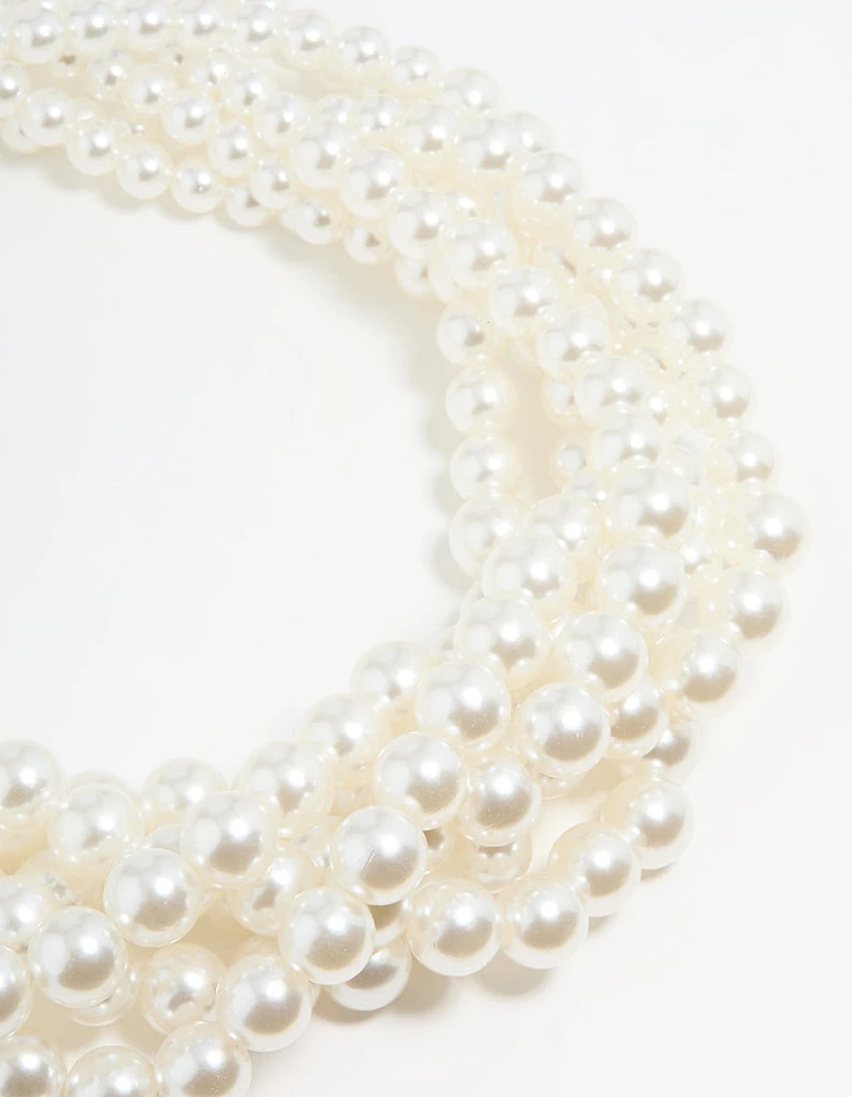 Silver Braided Pearl Layered Necklace