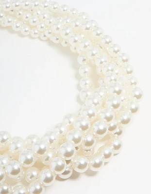 Silver Braided Pearl Layered Necklace