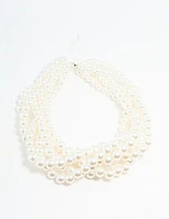 Silver Braided Pearl Layered Necklace