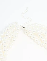 Silver Braided Pearl Layered Necklace