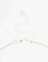 Silver Diamante Cupchain Tassel Vine Necklace & Earrings Set