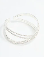 Silver Diamante Pavé Wrap Bangle