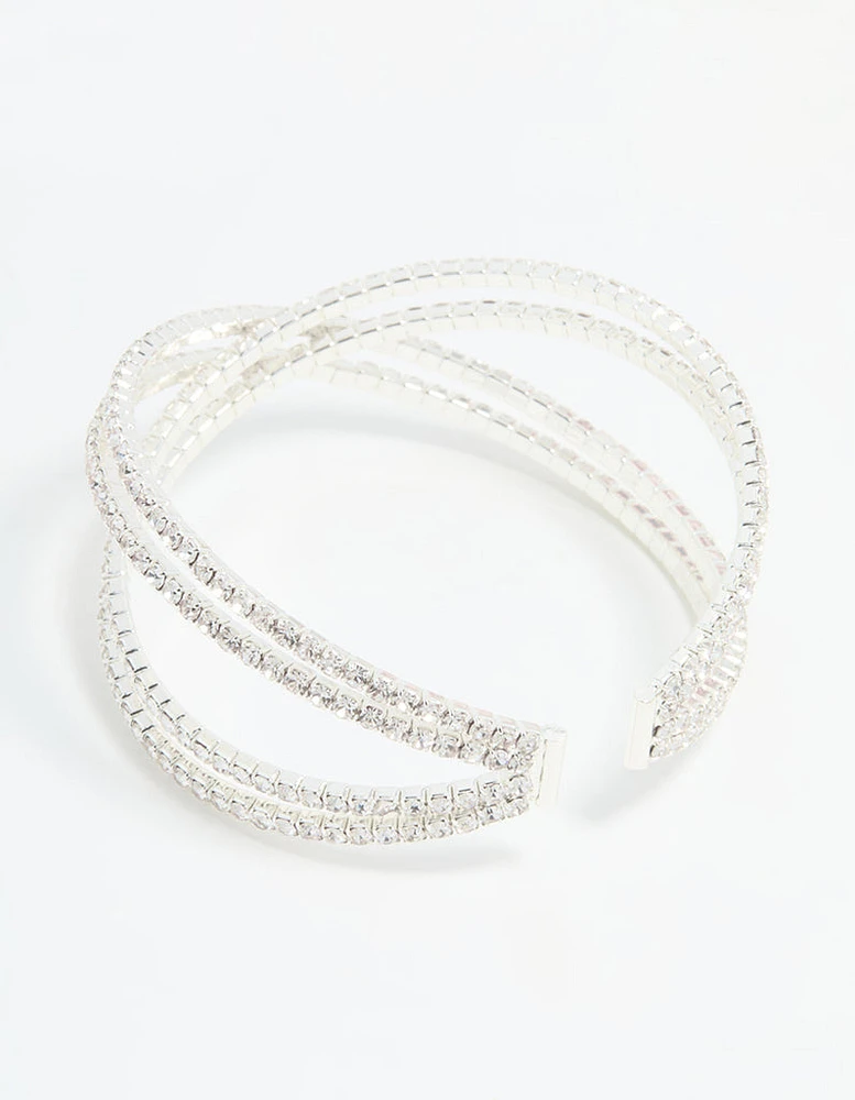 Silver Diamante Pavé Wrap Bangle