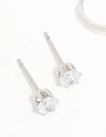 Silver Cubic Zirconia Stud & Huggie Earrings 3-Pack