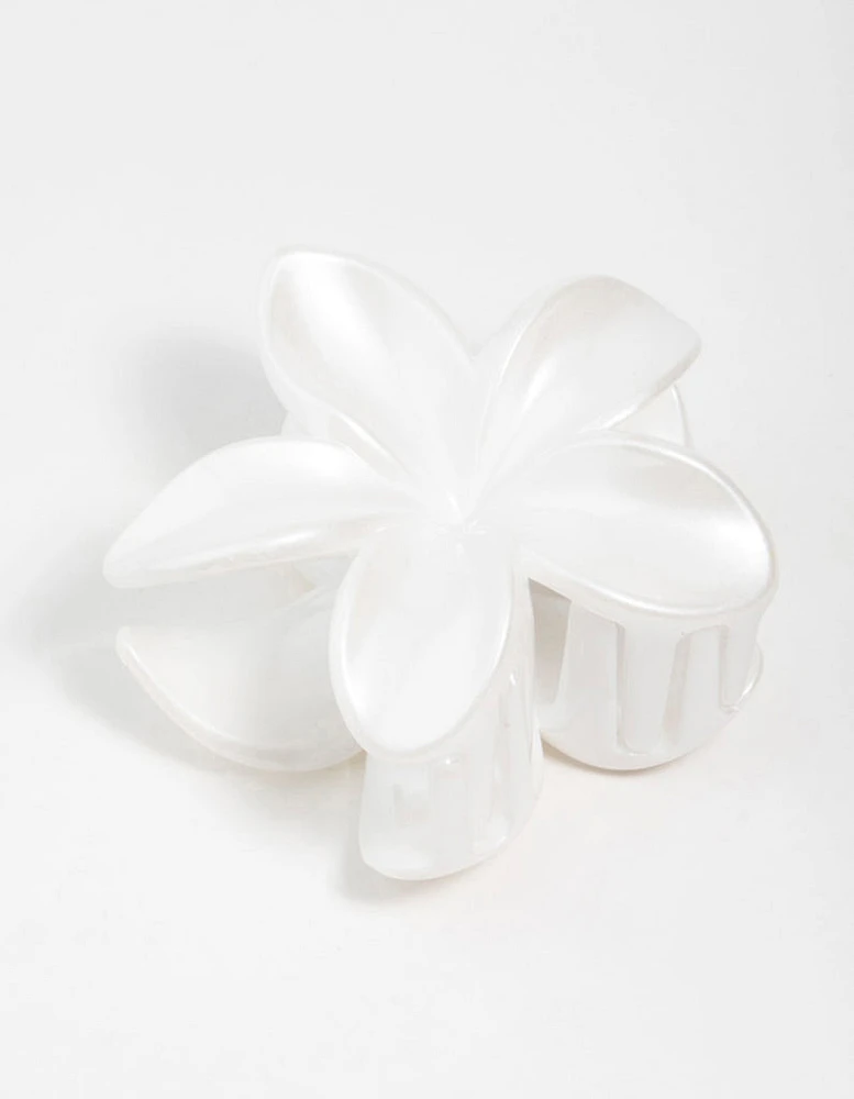 White Frangipani Flower Claw Clip
