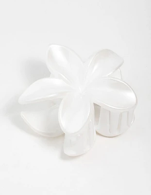 White Frangipani Flower Claw Clip