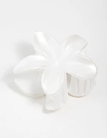 White Frangipani Flower Claw Clip