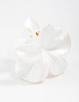 White Frangipani Flower Claw Clip