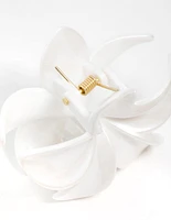 White Frangipani Flower Claw Clip