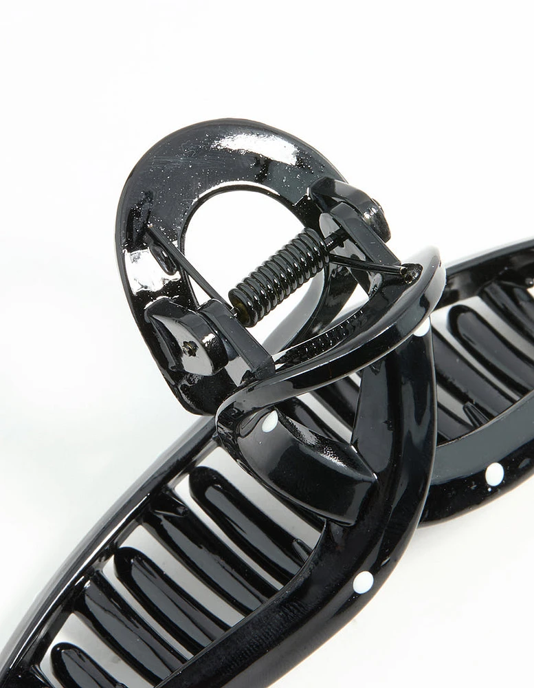 Black & White Polka Dot Loop Claw Clip