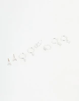 Silver Plated Brass Diamante Baguette Flower Hoop & Stud Earrings 4-Pack