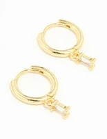 Gold Plated Brass Cubic Zirconia Chain & Stud Earrings 3-Pack