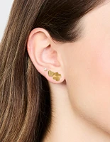 Waterproof Gold Plated Stainless Steel Diamante Clover & Heart Earring Stack Pack