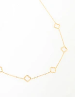 Waterproof Gold Plated Stainless Steel Hollow Flower Pendant Necklace