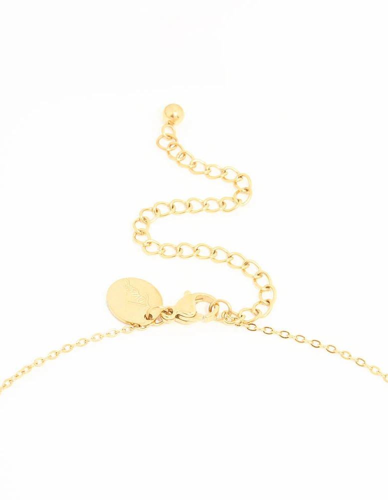 Gold Plated Stainless Steel Butterfly Layered Necklace