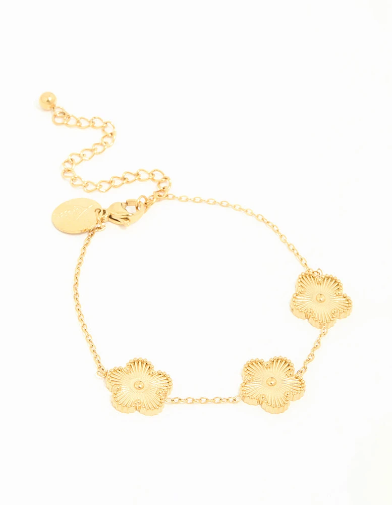 Gold Plated Stainless Steel Flower Bracelet