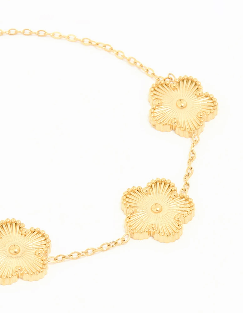 Gold Plated Stainless Steel Flower Bracelet