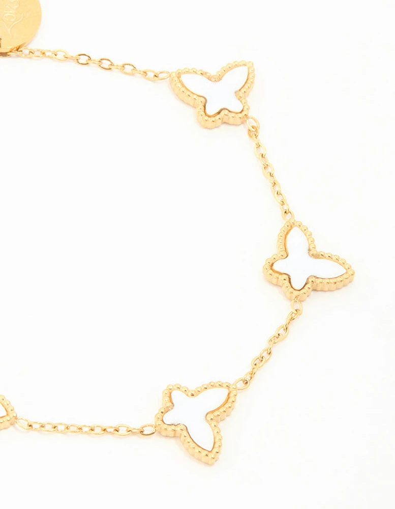 Gold Plated Stainless Steel Butterfly Bracelet