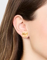 Waterproof Gold Plated Stainless Steel Molten Heart Stud Earrings
