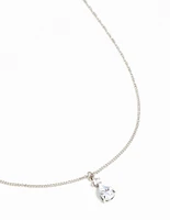 Waterproof Stainless Steel Cubic Zirconia Pear Pendant Necklace