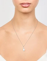 Waterproof Stainless Steel Cubic Zirconia Pear Pendant Necklace