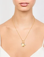 Waterproof Gold Plated Stainless Steel Cubic Zirconia Evil Eye Pendant Necklace