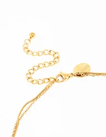 Waterproof Gold Plated Stainless Steel Heart Pendant Layered Necklace