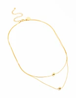 Waterproof Gold Plated Stainless Steel Ball Pendant Layered Necklace