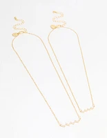 Gold Plated Cubic Zirconia Zig Zag Pendant Necklace Pack
