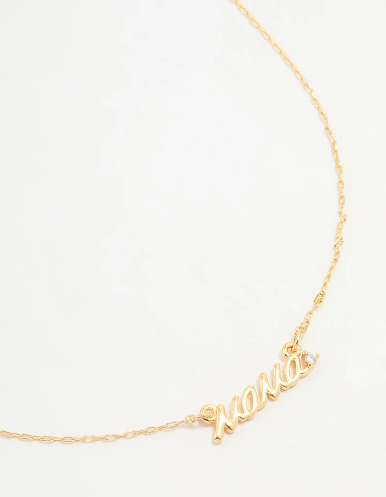 Gold Plated Mama Pendant Necklace