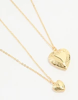 Gold Plated Heart Pendant Necklaces 2-Pack