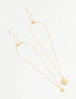 Gold Plated Heart Pendant Necklaces 2-Pack